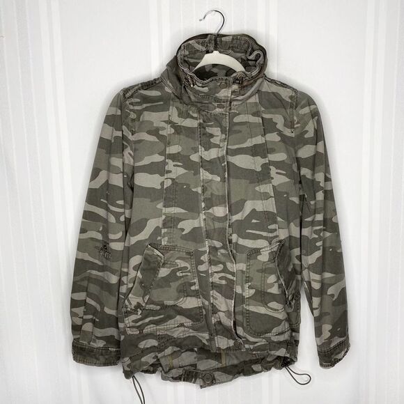 Jolt Jackets & Blazers - Jolt Long Sleeve Camouflage Hooded Zip Up Utility Jacket Medium Green